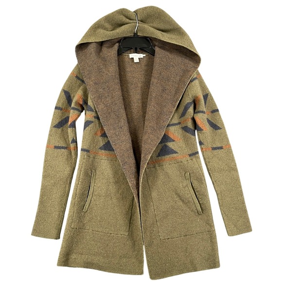 Toad&Co Sweaters - Toad&Co Merino Wool Hooded Cardigan Women S Aztec Print Open Front Sweater Coat